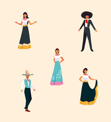 bundle Mexican fiestas with set icons