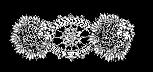 Black and white lace, border flowers, fashion style, decoration element, pattern for every backdrop.