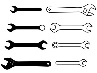 Wrench set icon, logo isolated on white background