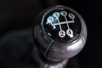 Manual gearbox lever car interior details