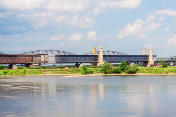 Beautiful old bridge over the river in Tczew, Poland