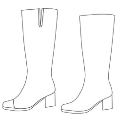 outline of women's boots for coloring