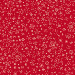 Christmas seamless background with Snowflakes. Red background.