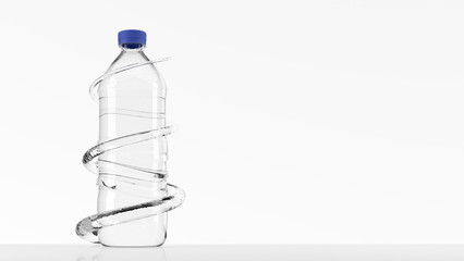 Fototapeta na wymiar clear water bottle with circular water flow arround the bottle - 3D Illustration