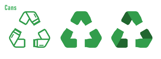 Aluminum metal cans form mobius loop or recycle