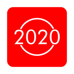 Logotipo 2020 sobre circulo en cuadrado color rojo