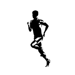 Obraz na płótnie Canvas Runner, side view isolated vector ink drawing, abstract silhouette of running man