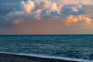 Beautiful sunset during twighlight time with clouds,