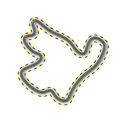 Gray custom made race track map with shadow isolated on white background