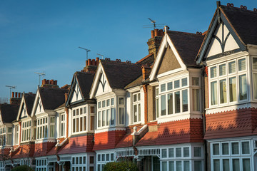 Fototapeta na wymiar Row of typical British suburban terraced houses