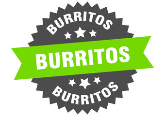 burritos sign. burritos green-black circular band label