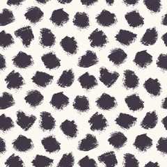 Appaloosa Imperfect Polka Dot Spots Seamless Pattern. Doodle Brushstroke Dotted Animal Skin Background in Monochrome. Abstract Dalmation All Over Print for Fashion, Branding, Packaging. Vector eps10