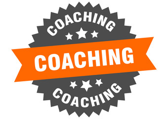 coaching sign. coaching orange-black circular band label