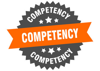 competency sign. competency orange-black circular band label