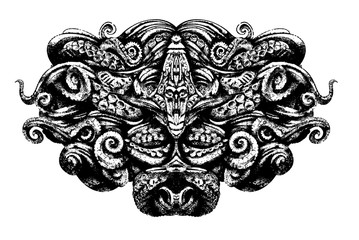 complex pattern with octopus tentacles and algae