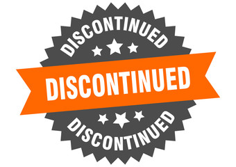 discontinued sign. discontinued orange-black circular band label