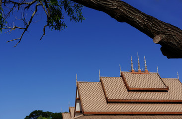 The roof tiles of ancient buddhist temple in southeast Asia
