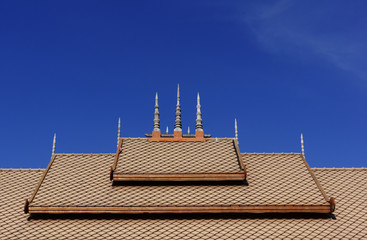 The roof tiles of ancient buddhist temple in southeast Asia