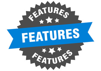 Fototapeta premium features sign. features blue-black circular band label