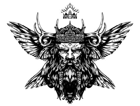 King with abstract horns and wings
