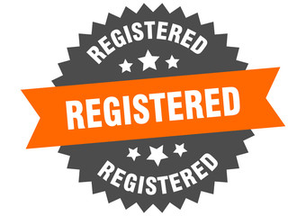 registered sign. registered orange-black circular band label