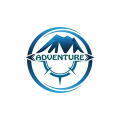 Mountain adventure logo design. Compass icon symbol