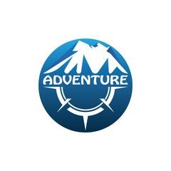 Mountain adventure logo design. Compass icon symbol