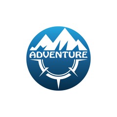 Mountain adventure logo design. Compass icon symbol