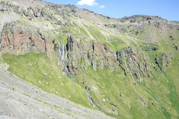 river in the mountains falling from the rocks