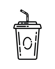 Paper cup of fast food drink color line icon. fast food drink vector line colorful sign.
