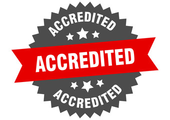 accredited sign. accredited red-black circular band label