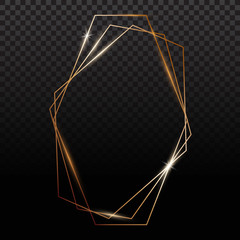 Copper frames. Copper geometrical polyhedron, art deco style for wedding invitation, luxury templates.