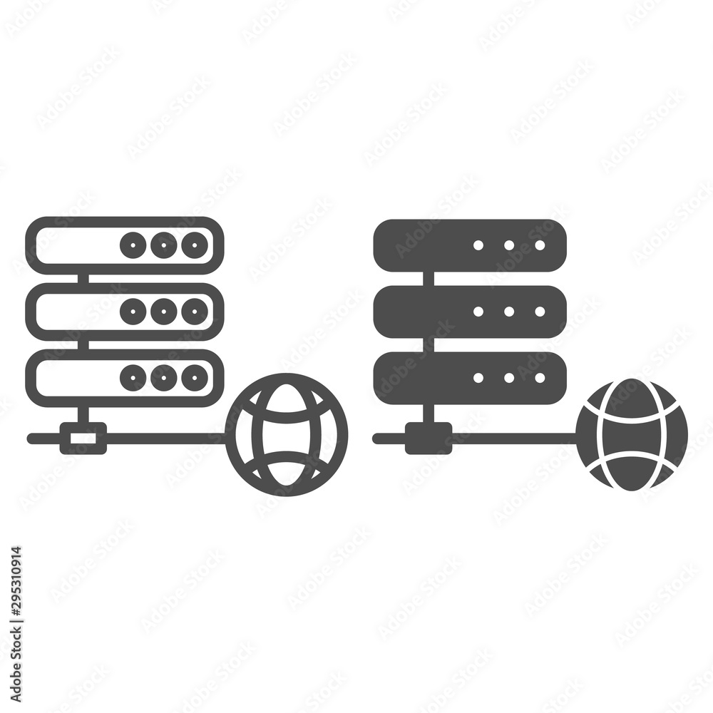 Poster Server line and glyph icon. Data storage vector illustration isolated on white. Computer storage outline style design, designed for web and app. Eps 10.