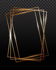 Naklejka premium Copper frames. Copper geometrical polyhedron, art deco style for wedding invitation, luxury templates.