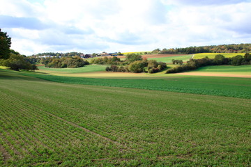 Blick über das Heckengäu bei Weissach mit seinen Felder, Wiesen und Streuobstwiesen 