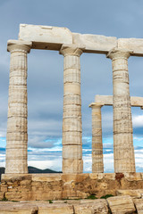 Fototapeta premium Ancient Greek temple of Poseidon at Cape Sounion in Greece