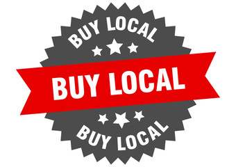 buy local sign. buy local red-black circular band label