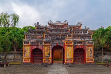 Cua Tho Chi gate in Purple Forbidden city (Imperial Citadel) in Hue, Vietnam