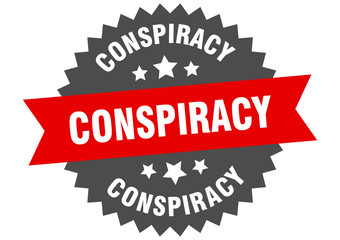 conspiracy sign. conspiracy red-black circular band label