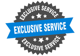 exclusive service sign. exclusive service blue-black circular band label