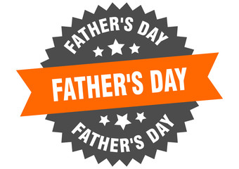 father's day sign. father's day orange-black circular band label