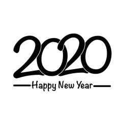 Happy New Year 2020 Text Design Patter, Vector illustration.