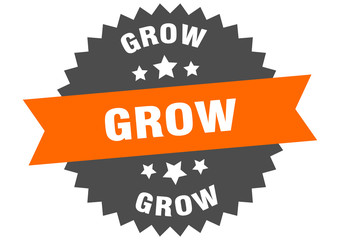 grow sign. grow orange-black circular band label