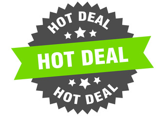 hot deal sign. hot deal green-black circular band label