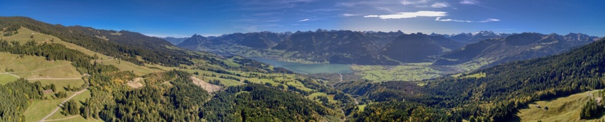 Obraz premium Panorama Sarnersee in Obwalden, Schweiz