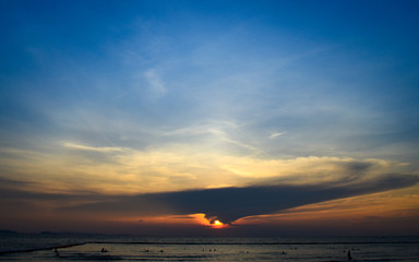 Sunset on the beach of Pattaya April 2018