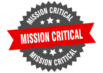 mission critical sign. mission critical red-black circular band label - obrazy, fototapety, plakaty