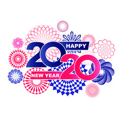 Happy New Year 2020 Text Design Patter, Vector illustration.