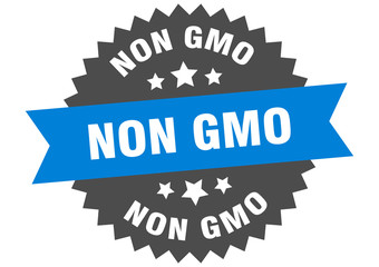 non gmo sign. non gmo blue-black circular band label
