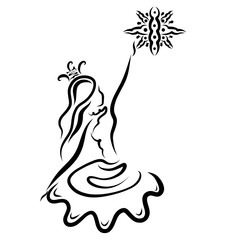 beautiful princess and star or snowflake, dancing